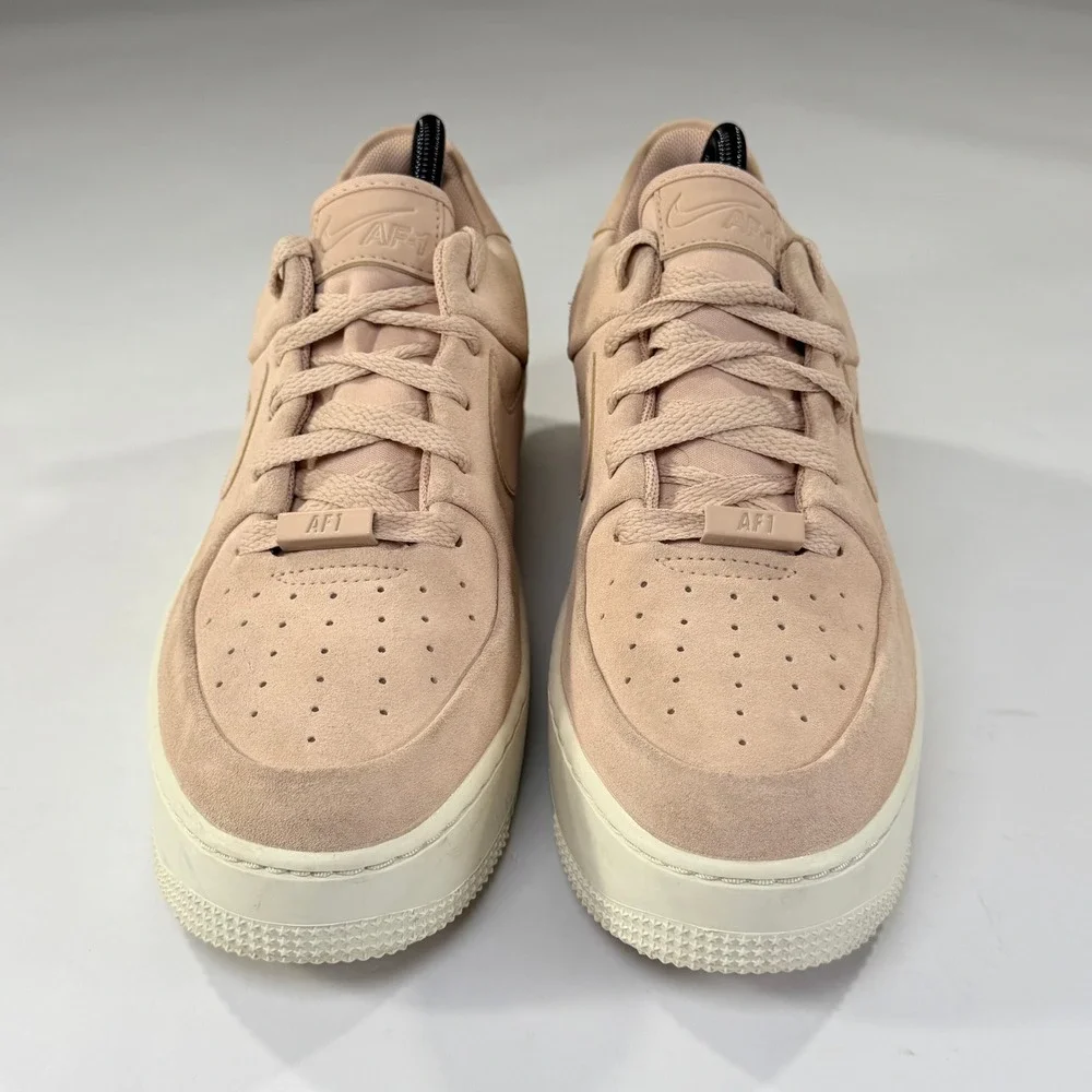 Nike Air Force 1 Low Sneaker Women 10 Particle Beige Suede Platform Sporty Retro